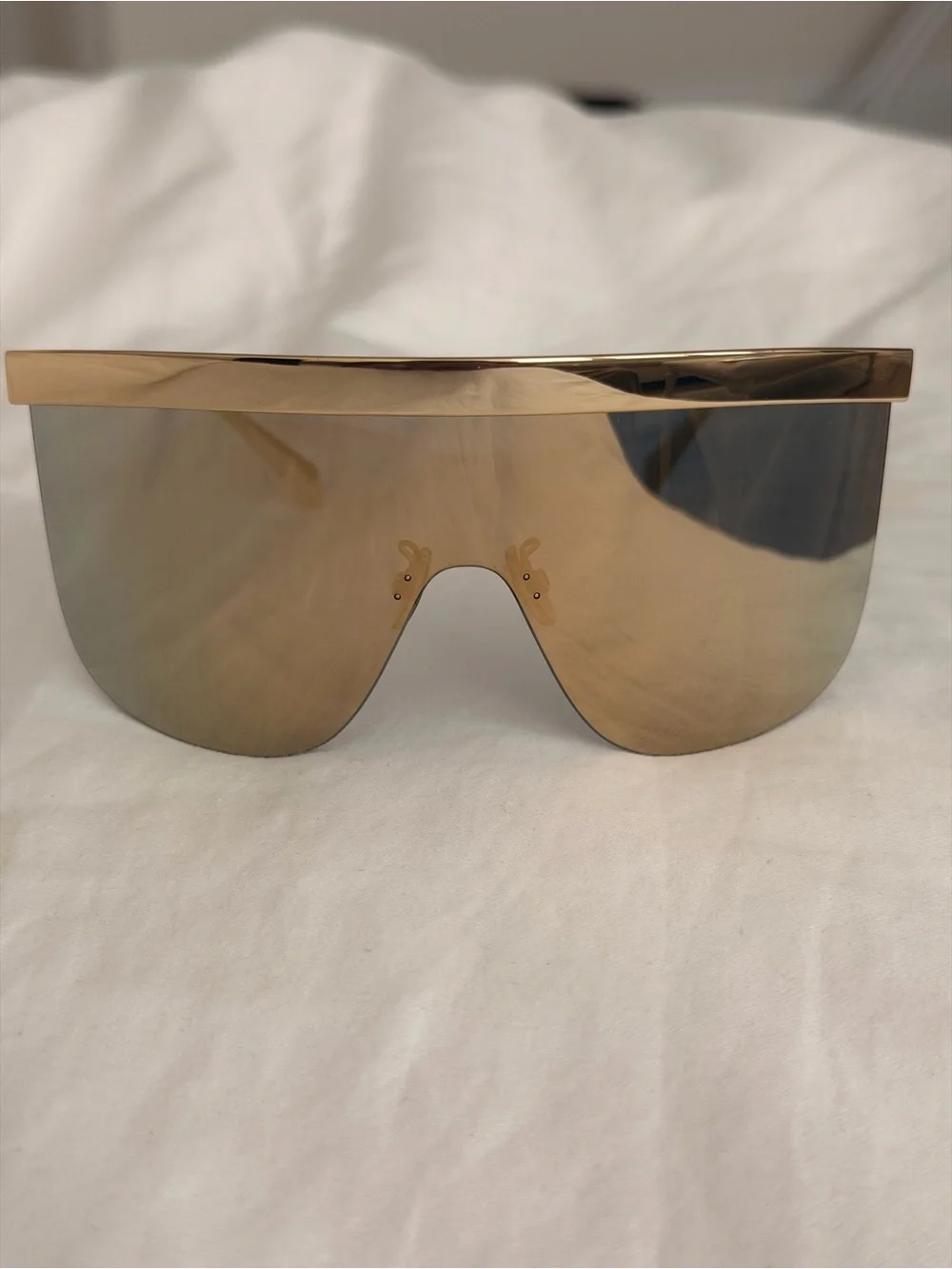 Celine Gold Mirrored Visor Shield Sunglasses with Black Pouch